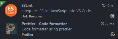 vscode의 extensions에서의 eslint, prettier